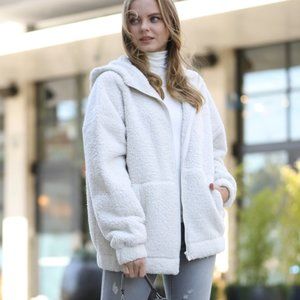 Soft Sherpa Half Zip Hoodie With Kangaroo Pocket